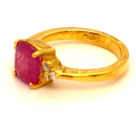 GIA Certified Ruby 3.12ct Diamonds 18K Gold Ring - Picture 6 of 9